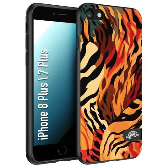 CUSTOMIZZA - Custodia cover nera morbida in tpu compatibile per iPhone 7 Plus - 8 plusleopardato maculato tigrato tiger colorata gialla rossa arancio