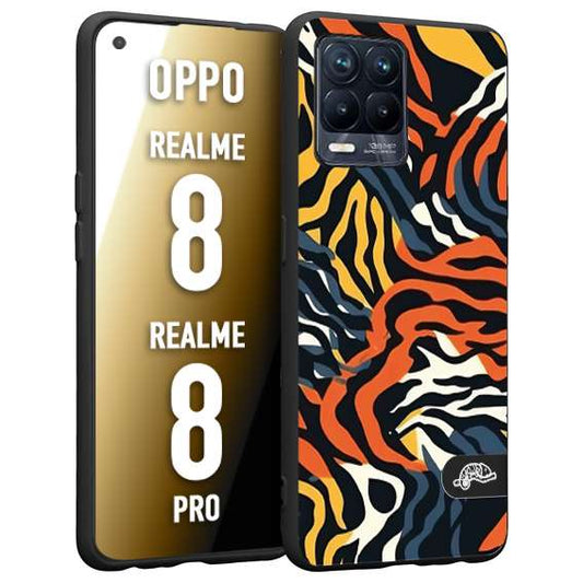 CUSTOMIZZA - Custodia cover nera morbida in tpu compatibile per Oppo Realme 8 - 8 PRO leopardato maculato tigrato tiger colorata gialla blu arancio