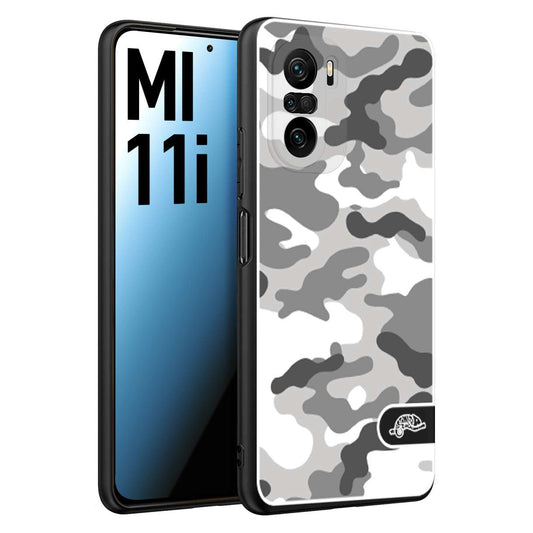 CUSTOMIZZA - Custodia cover nera morbida in tpu compatibile per Xiaomi Mi 11i camouflage mimetico militare bianco white