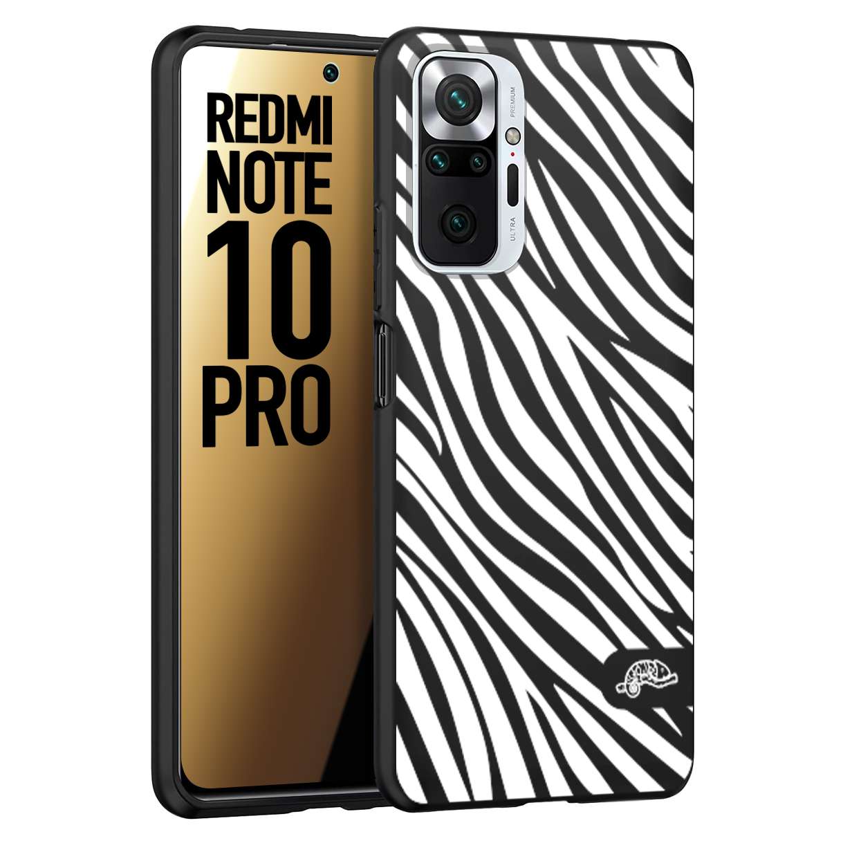 CUSTOMIZZA - Custodia cover nera morbida in tpu compatibile per Xiaomi Redmi Note 10 PRO zebrata maculata a rilievo soft touch donna bianca