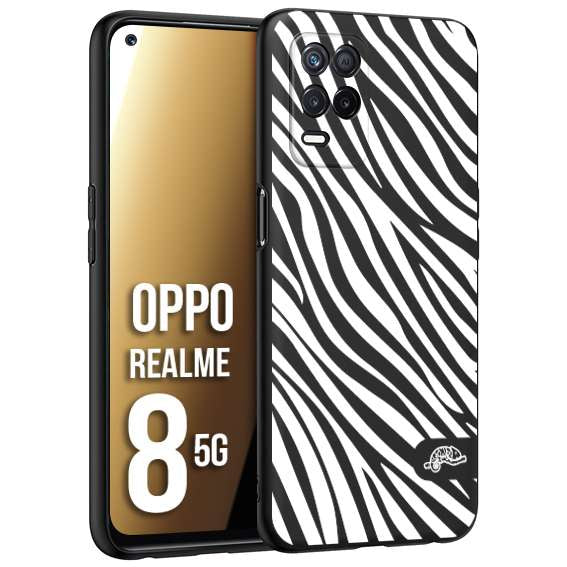 CUSTOMIZZA - Custodia cover nera morbida in tpu compatibile per Oppo Realme 8 5G zebrata maculata a rilievo soft touch donna bianca