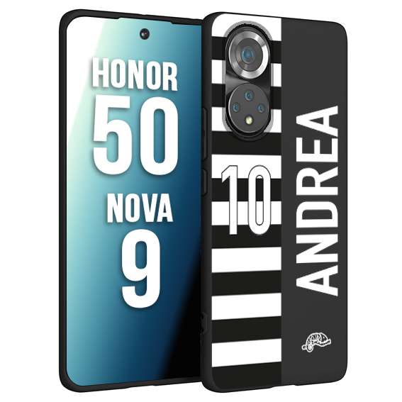 CUSTOMIZZA - Custodia cover nera morbida in tpu compatibile per Huawei Nova 9 - Honor 50 personalizzata calcio football nome e numero calciatori bianconera