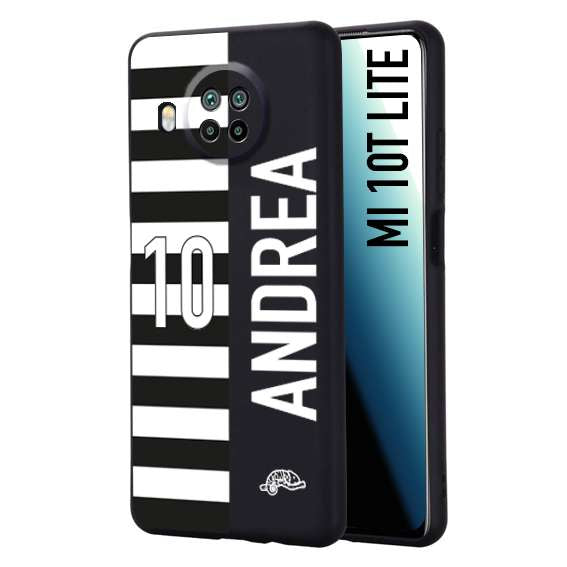 CUSTOMIZZA - Custodia cover nera morbida in tpu compatibile per Xiaomi Mi 10T LITE personalizzata calcio football nome e numero calciatori bianconera