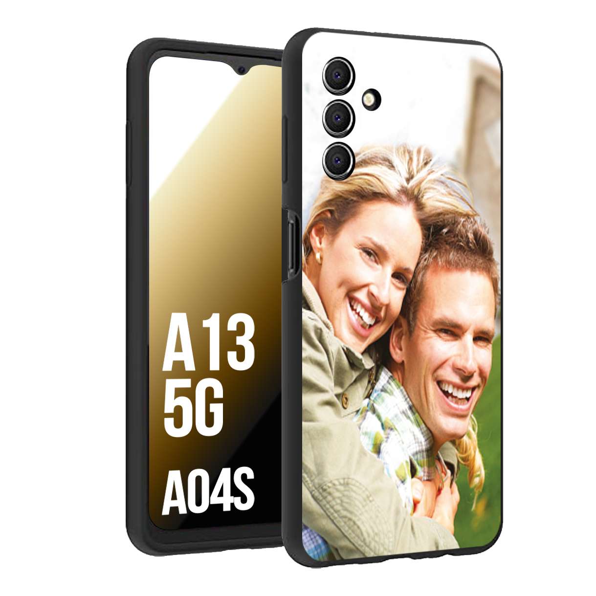 CUSTOMIZZA - Custodia cover nera morbida in tpu compatibile per Samsung A04S - A13 5G personalizzata con foto immagine scritta a piacere