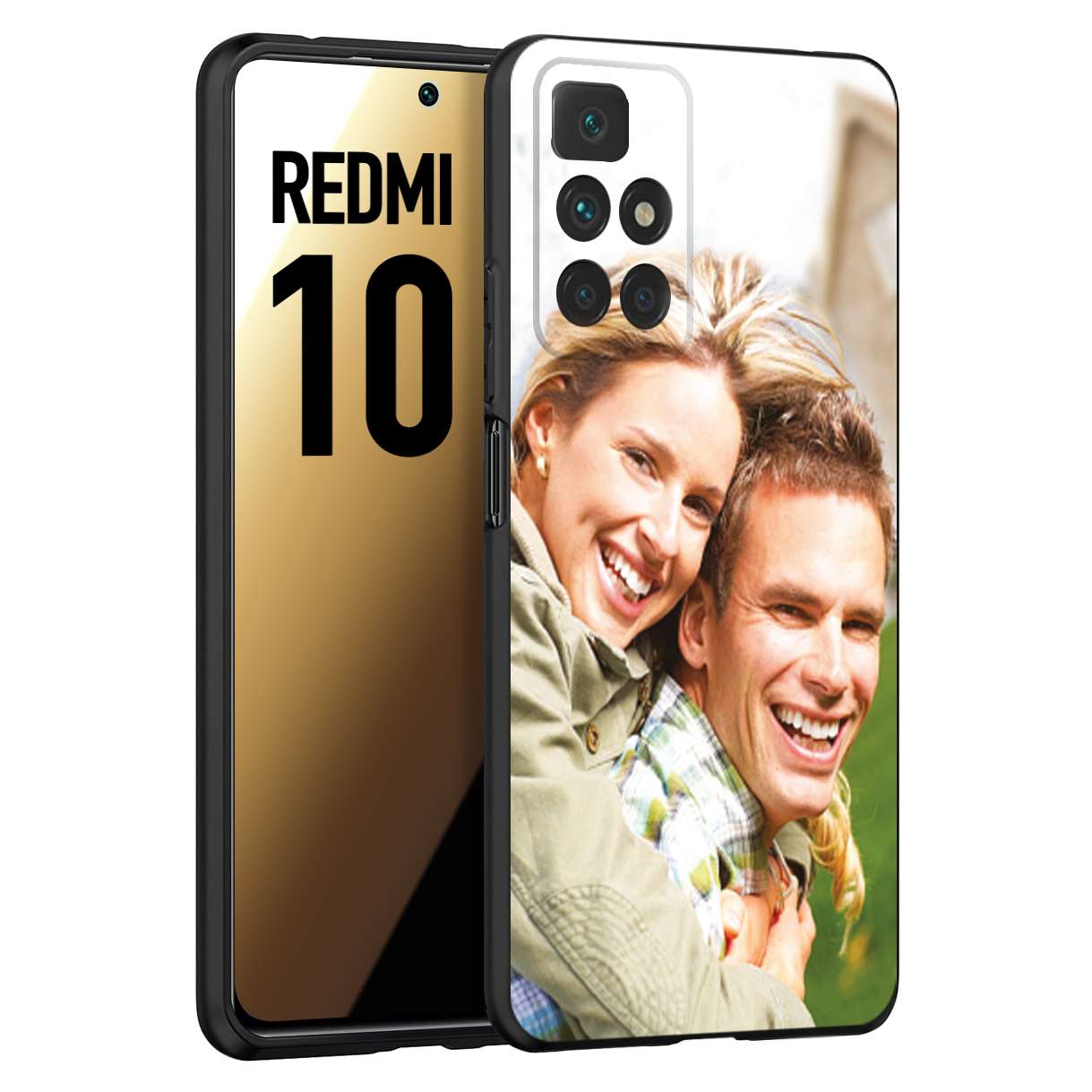 CUSTOMIZZA - Custodia cover nera morbida in tpu compatibile per Xiaomi Redmi 10 personalizzata con foto immagine scritta a piacere