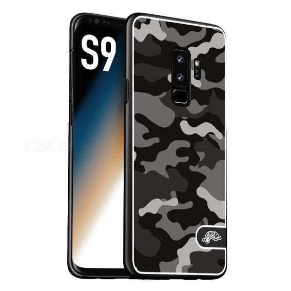 CUSTOMIZZA - Custodia cover nera morbida in tpu compatibile per Samsung S9 camouflage mimetico militare nero black grigio