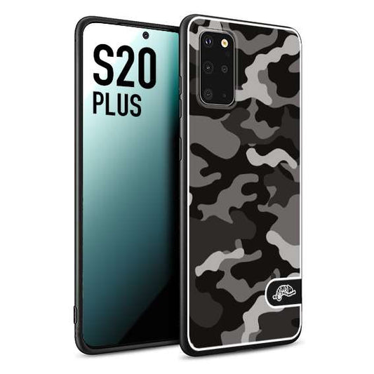 CUSTOMIZZA - Custodia cover nera morbida in tpu compatibile per Samsung S20 PLUS camouflage mimetico militare nero black grigio