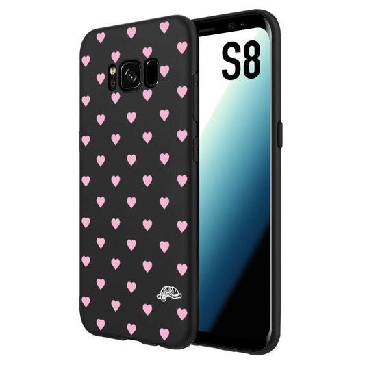 CUSTOMIZZA - Custodia cover nera morbida in tpu compatibile per Samsung S8 cuori pois rosa su nero donna pin up vintage