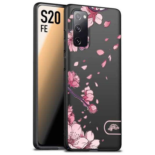 CUSTOMIZZA - Custodia cover nera morbida in tpu compatibile per Samsung S20 FE giapponese fiori di ciliegio in fiore a rilievo disegnata tattoo