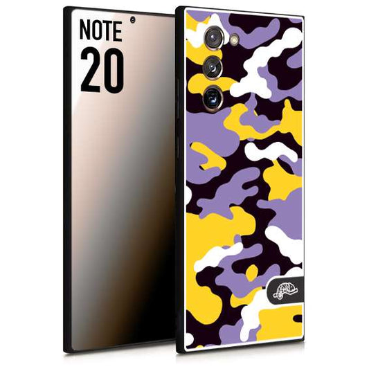 CUSTOMIZZA - Custodia cover nera morbida in tpu compatibile per Samsung NOTE 20 camouflage mimetico militare viola lilla giallo