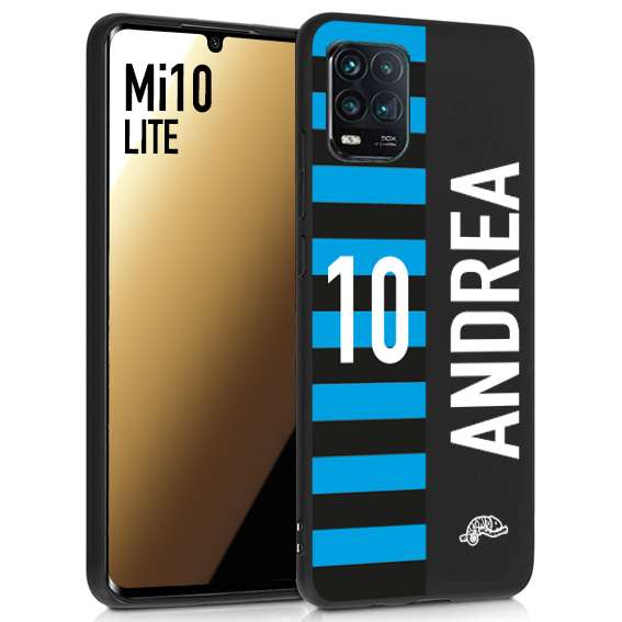 CUSTOMIZZA - Custodia cover nera morbida in tpu compatibile per Xiaomi Mi 10 LITE personalizzata calcio football nome e numero calciatori nerazzurra