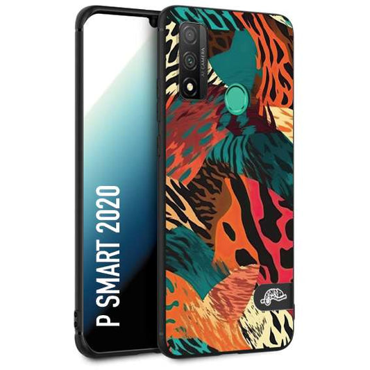 CUSTOMIZZA - Custodia cover nera morbida in tpu compatibile per Huawei P Smart 2020 leopardato tigrato tiger colorata summer arancio verde fucsia