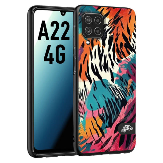 CUSTOMIZZA - Custodia cover nera morbida in tpu compatibile per Samsung A22 4G leopardato maculato tigrato tiger colorata summer color