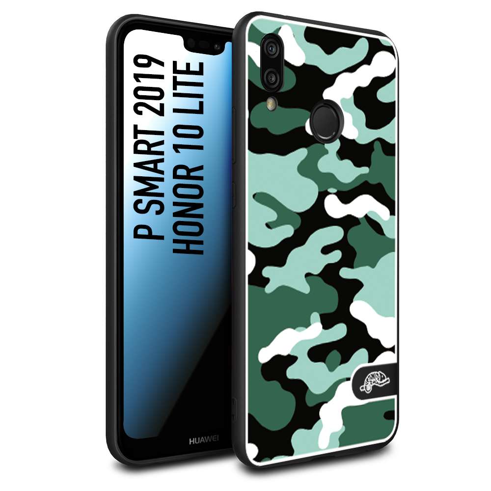 CUSTOMIZZA - Custodia cover nera morbida in tpu compatibile per Huawei P Smart 2019 camouflage mimetico militare verde green