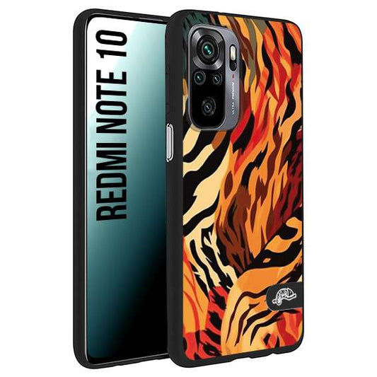 CUSTOMIZZA - Custodia cover nera morbida in tpu compatibile per Xiaomi Redmi Note 10 leopardato maculato tigrato tiger colorata gialla rossa arancio