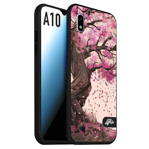 CUSTOMIZZA - Custodia cover nera morbida in tpu compatibile per Samsung A10 giapponese colori morbidi fiori di ciliegio rosa disegnata