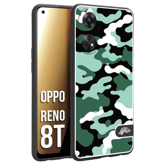 CUSTOMIZZA - Custodia cover nera morbida in tpu compatibile per Oppo Reno 8T camouflage mimetico militare verde green