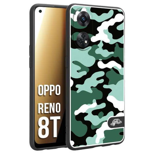 CUSTOMIZZA - Custodia cover nera morbida in tpu compatibile per Oppo Reno 8T camouflage mimetico militare verde green