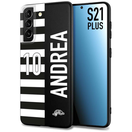 CUSTOMIZZA - Custodia cover nera morbida in tpu compatibile per Samsung S21 PLUS personalizzata calcio football nome e numero calciatori bianconera