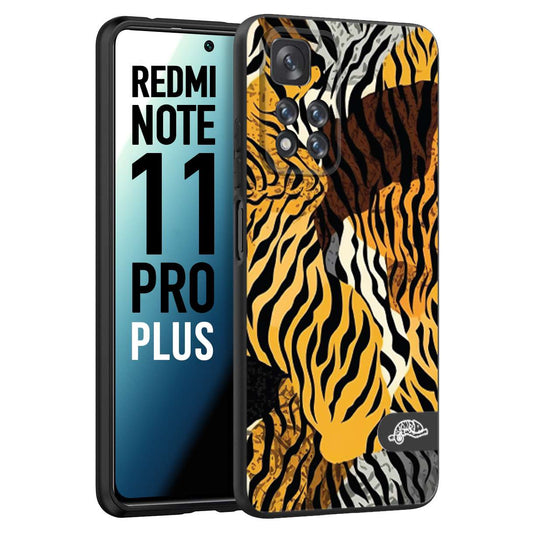 CUSTOMIZZA - Custodia cover nera morbida in tpu compatibile per Xiaomi Redmi Note 11 PRO PLUS leopardato tigrato tiger colorata donna fashion estate