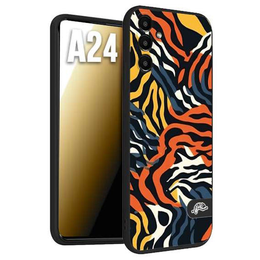 CUSTOMIZZA - Custodia cover nera morbida in tpu compatibile per Samsung A24 leopardato maculato tigrato tiger colorata gialla blu arancio