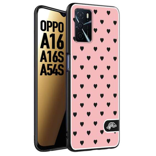 CUSTOMIZZA - Custodia cover nera morbida in tpu compatibile per Oppo A16 - A16S - A54S cuori pois rosa donna pin up vintage