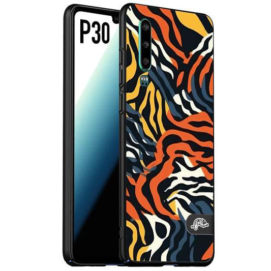 CUSTOMIZZA - Custodia cover nera morbida in tpu compatibile per Huawei P30 leopardato maculato tigrato tiger colorata gialla blu arancio