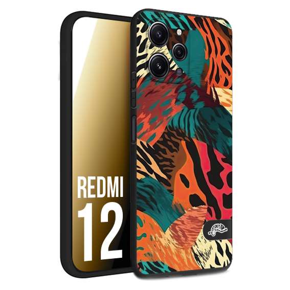 CUSTOMIZZA - Custodia cover nera morbida in tpu compatibile per Xiaomi Redmi 12 leopardato tigrato tiger colorata summer arancio verde fucsia