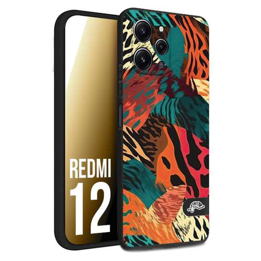 CUSTOMIZZA - Custodia cover nera morbida in tpu compatibile per Xiaomi Redmi 12 leopardato tigrato tiger colorata summer arancio verde fucsia