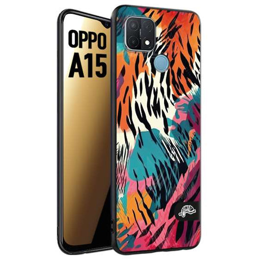 CUSTOMIZZA - Custodia cover nera morbida in tpu compatibile per Oppo A15 leopardato maculato tigrato tiger colorata summer color