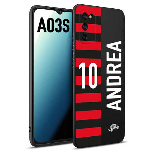 CUSTOMIZZA - Custodia cover nera morbida in tpu compatibile per Samsung A03S personalizzata calcio football nome e numero calciatori rossonera