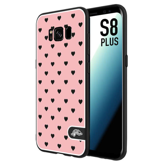 CUSTOMIZZA - Custodia cover nera morbida in tpu compatibile per Samsung S8 PLUS cuori pois rosa donna pin up vintage