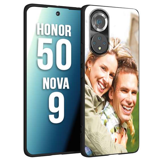 CUSTOMIZZA - Custodia cover nera morbida in tpu compatibile per Huawei Nova 9 - Honor 50 personalizzata con foto immagine scritta a piacere