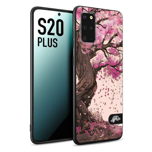 CUSTOMIZZA - Custodia cover nera morbida in tpu compatibile per Samsung S20 PLUS giapponese colori morbidi fiori di ciliegio rosa disegnata