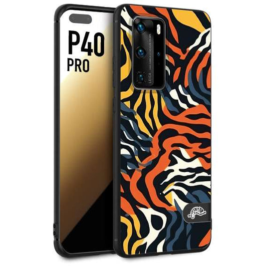 CUSTOMIZZA - Custodia cover nera morbida in tpu compatibile per Huawei P40 PRO leopardato maculato tigrato tiger colorata gialla blu arancio