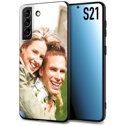 CUSTOMIZZA - Custodia cover nera morbida in tpu compatibile per Samsung S21 personalizzata con foto immagine scritta a piacere