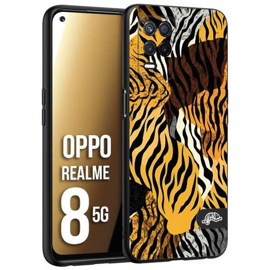 CUSTOMIZZA - Custodia cover nera morbida in tpu compatibile per Oppo Realme 8 5G leopardato tigrato tiger colorata donna fashion estate