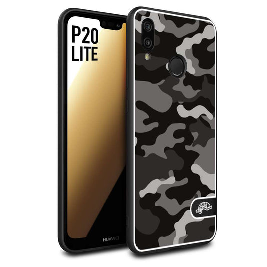 CUSTOMIZZA - Custodia cover nera morbida in tpu compatibile per Huawei P20 LITE camouflage mimetico militare nero black grigio