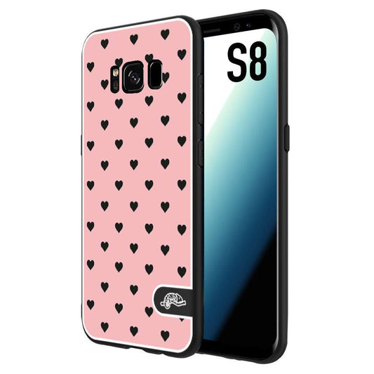 CUSTOMIZZA - Custodia cover nera morbida in tpu compatibile per Samsung S8 cuori pois rosa donna pin up vintage