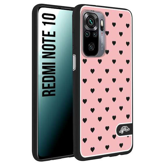 CUSTOMIZZA - Custodia cover nera morbida in tpu compatibile per Xiaomi Redmi Note 10 cuori pois rosa donna pin up vintage