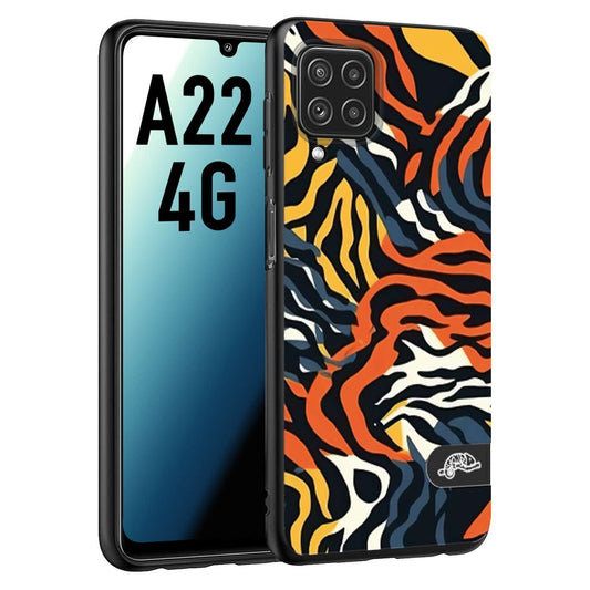 CUSTOMIZZA - Custodia cover nera morbida in tpu compatibile per Samsung A22 4G leopardato maculato tigrato tiger colorata gialla blu arancio