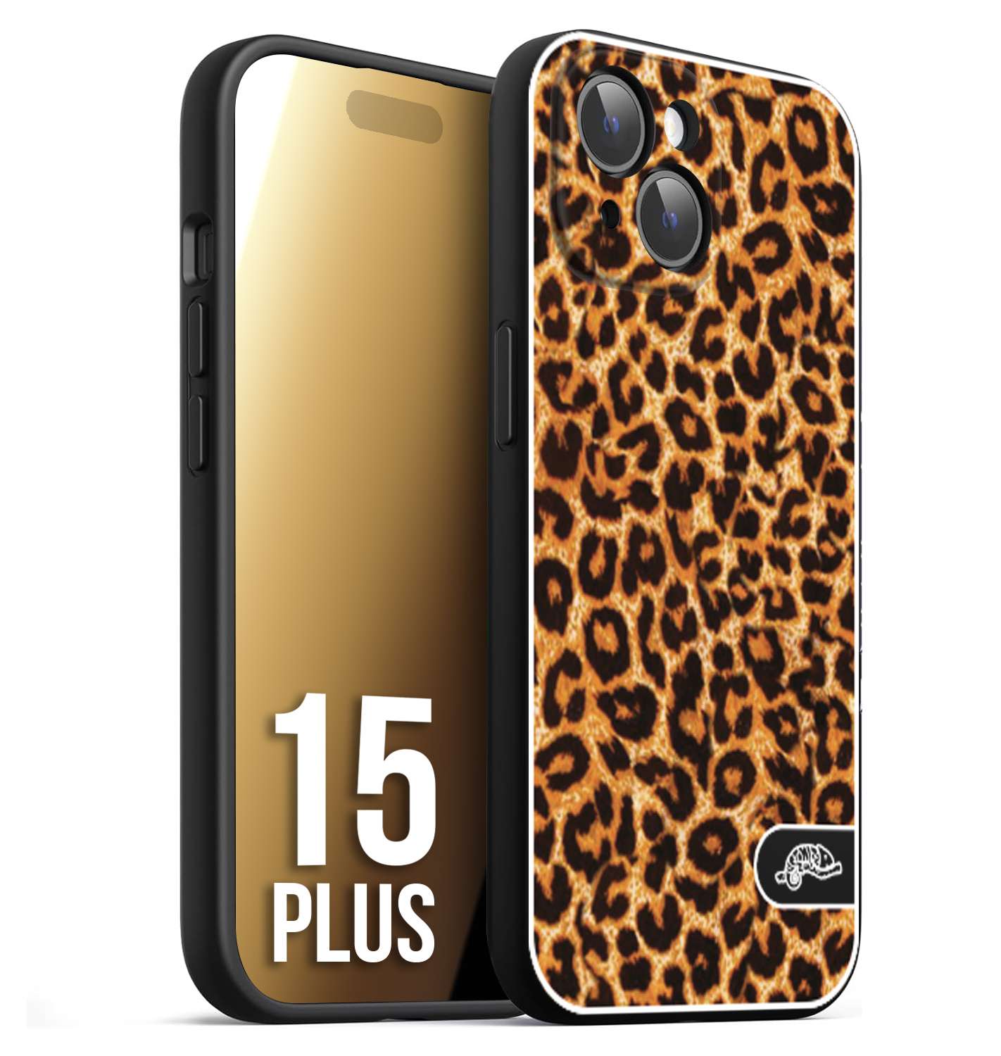 CUSTOMIZZA - Custodia cover nera morbida in tpu compatibile per iPhone 15 PLUS leopardato maculato donna marrone leopard brown