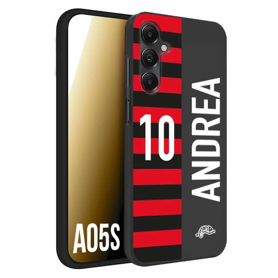 CUSTOMIZZA - Custodia cover nera morbida in tpu compatibile per Samsung A05S personalizzata calcio football nome e numero calciatori rossonera