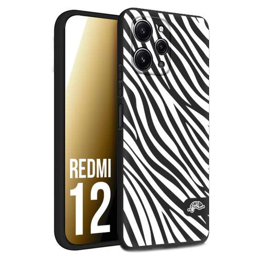 CUSTOMIZZA - Custodia cover nera morbida in tpu compatibile per Xiaomi Redmi 12 zebrata maculata a rilievo soft touch donna bianca