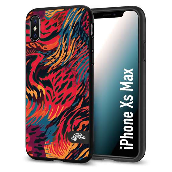 CUSTOMIZZA - Custodia cover nera morbida in tpu compatibile per iPhone Xs Max leopardato maculato tigrato colorata fiamme rossa blu arancione