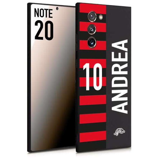 CUSTOMIZZA - Custodia cover nera morbida in tpu compatibile per Samsung NOTE 20 personalizzata calcio football nome e numero calciatori rossonera