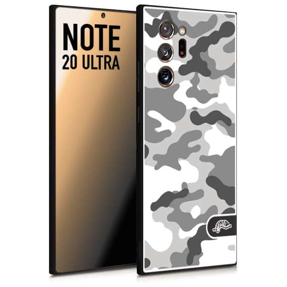 CUSTOMIZZA - Custodia cover nera morbida in tpu compatibile per Samsung NOTE 20 ULTRA camouflage mimetico militare bianco white