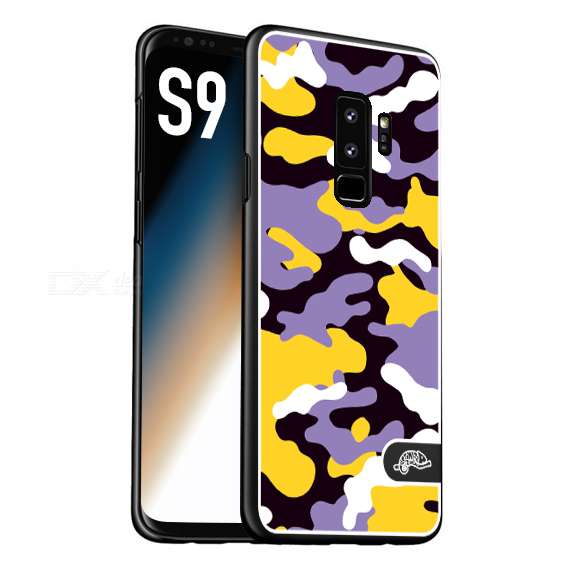 CUSTOMIZZA - Custodia cover nera morbida in tpu compatibile per Samsung S9 camouflage mimetico militare viola lilla giallo