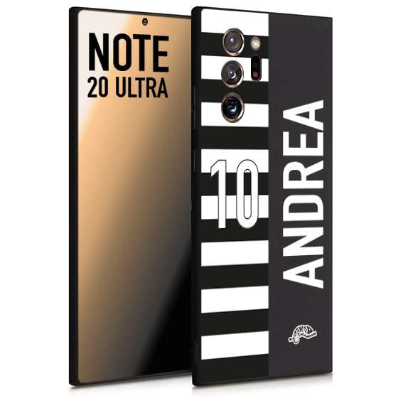 CUSTOMIZZA - Custodia cover nera morbida in tpu compatibile per Samsung NOTE 20 ULTRA personalizzata calcio football nome e numero calciatori bianconera