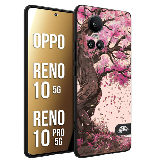 CUSTOMIZZA - Custodia cover nera morbida in tpu compatibile per Oppo Reno 10 5G - 10 PRO 5G giapponese colori morbidi fiori di ciliegio rosa disegnata